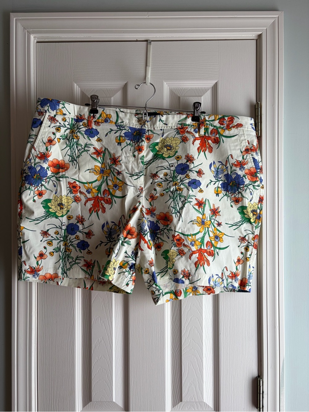 Talbots Cream Floral Cotton-Blend Bermuda Shorts